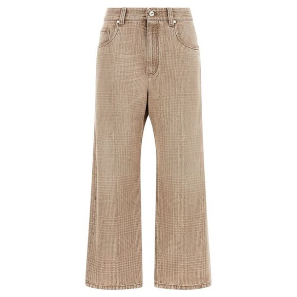 Brunello Cucinelli Denim - Brunello Cucinelli Beige Cotton Cropped Women's Jeans